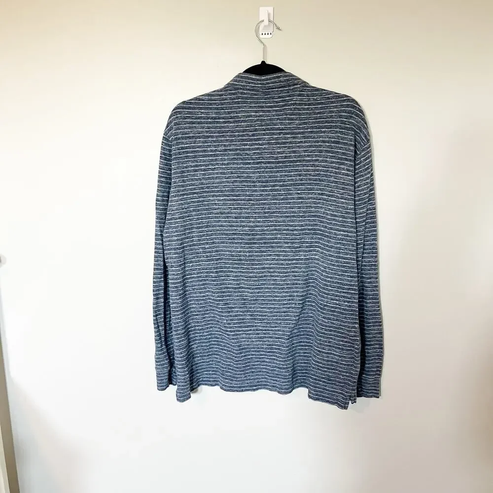 Faherty blue striped cotton polo long sleeve men’s large - Picture 2 of 8